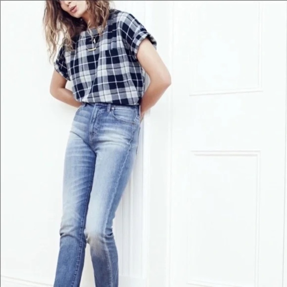 Madewell Oversized Tee in Emporia Plaid in Size Large